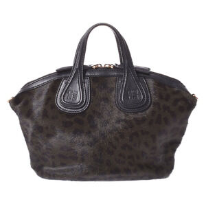 GIVENCHY Nightingale Leopard Khaki Green Pony Leather Bag
